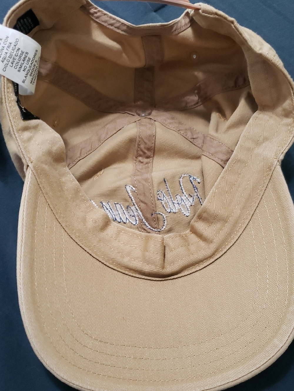 NWT- Ralph Lauren Polo Jeans Khaki Baseball Cap with Blue Embroidery - Picture 6 of 6